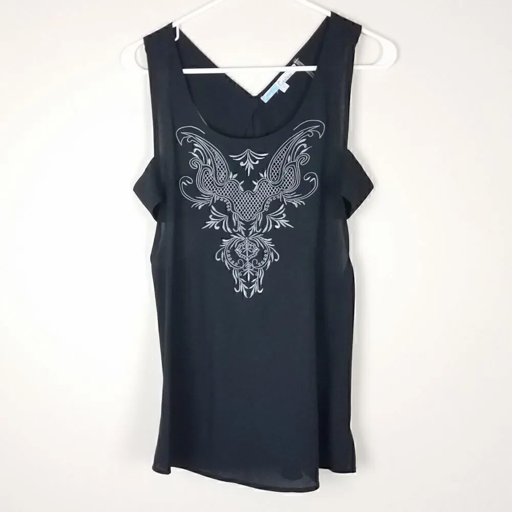 Cecico Black Printed Cold Shoulder Top